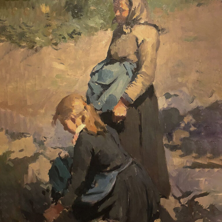 Moeder en dochter bij de moestuin, 1887 Olieverf op doek 69 cm x 44 cm