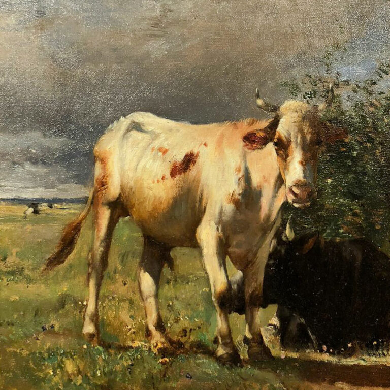 Zomerlandschap met stieren, circa 1880 Olieverf op doek 35 cm x 26 cm