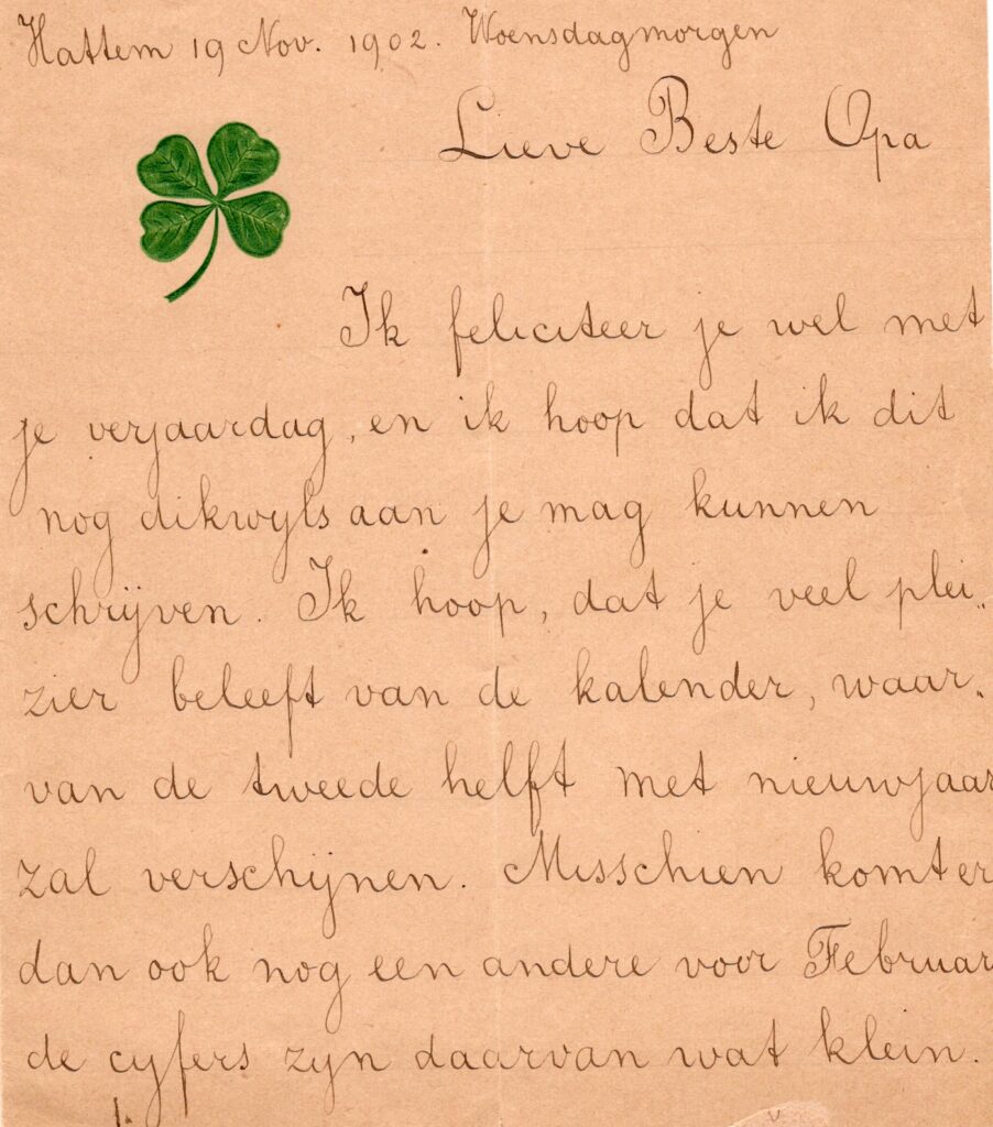 Brief aan opa uit 1902