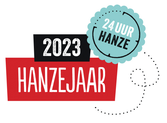 Logo met de tekst 2023 Hanzejaar - 24 Uur Hanze.