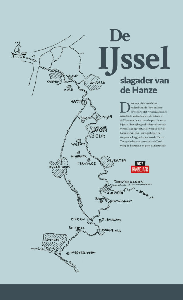 Overzicht van de rivierloop van de IJssel met de bekendste plaatsen